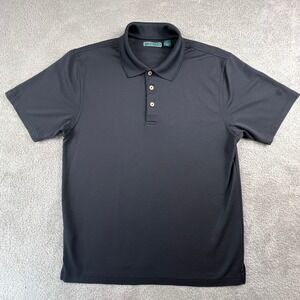 Cubavera Polo Shirt Mens Large Black Ribbed Short Sleeve Casual Tropical